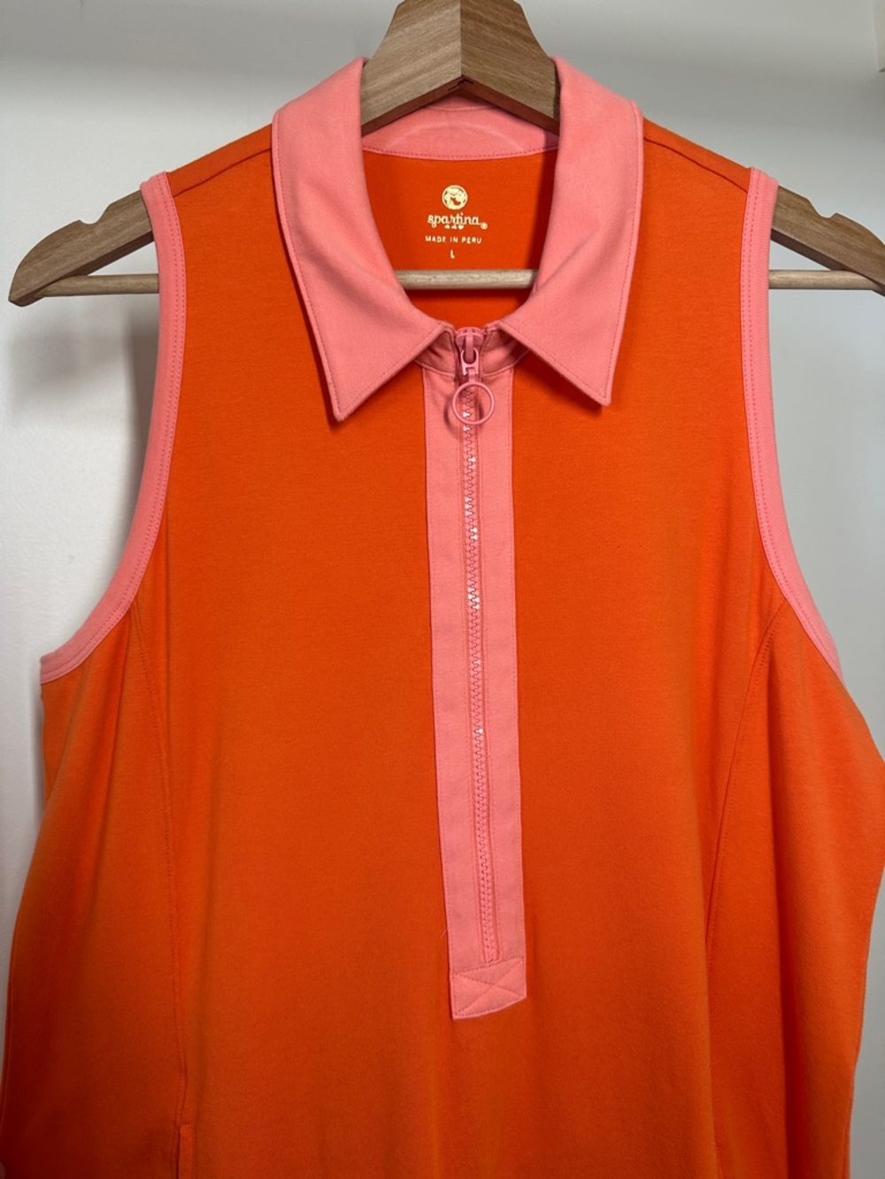 Spartina 449 Freya Zip Dress in Sunset Orange - Picture 4 of 10